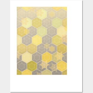 Lemon & Grey Honeycomb Posters and Art